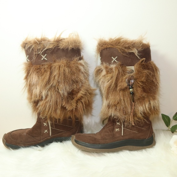 Pajar Camel Suede Leather Fur boots Sz 7 - Picture 8 of 8